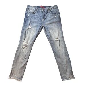 Guess Jeans Women 36 Blue Skinny Distressed Ripped Denim Stretch Pants